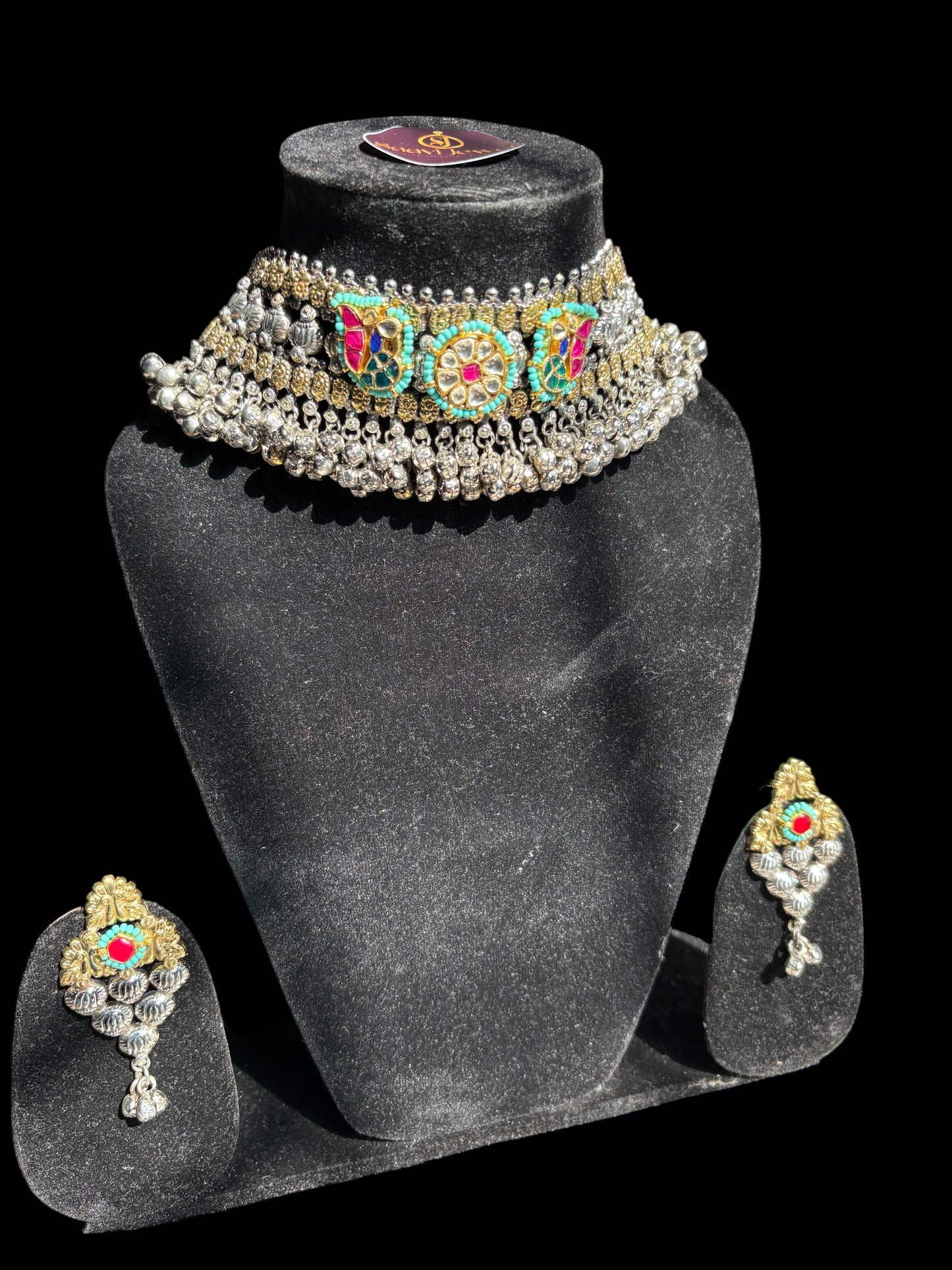 Royal Kundan Silver Choker Set
