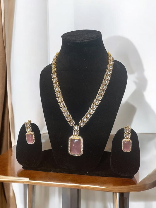 Monalisa  Mossonite Polki Necklace Set