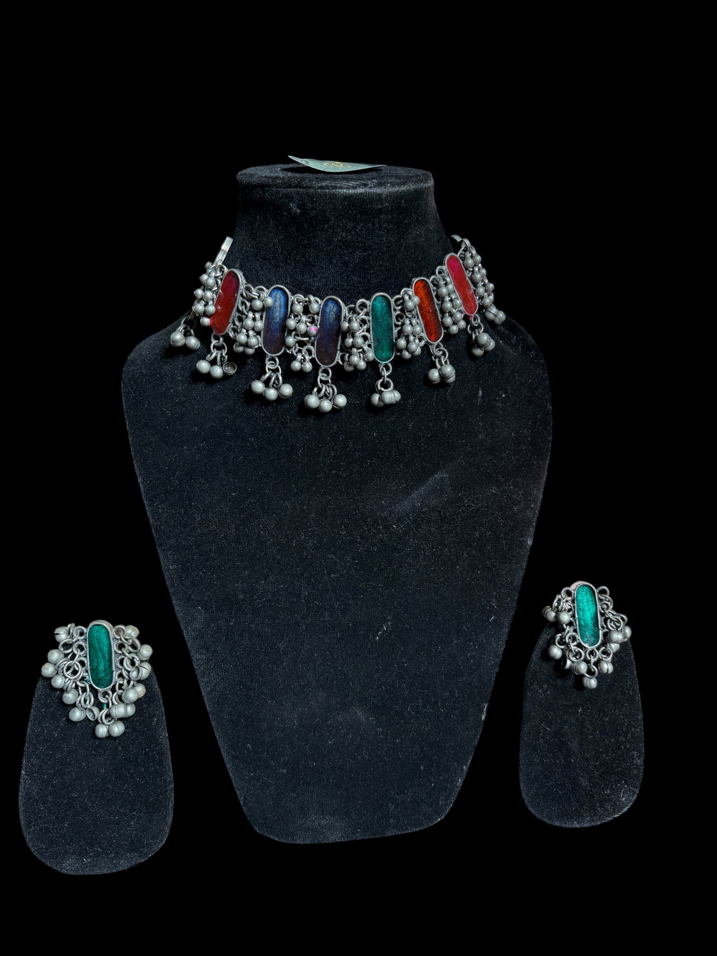 Noorani Black Polish Statement Necklace Set