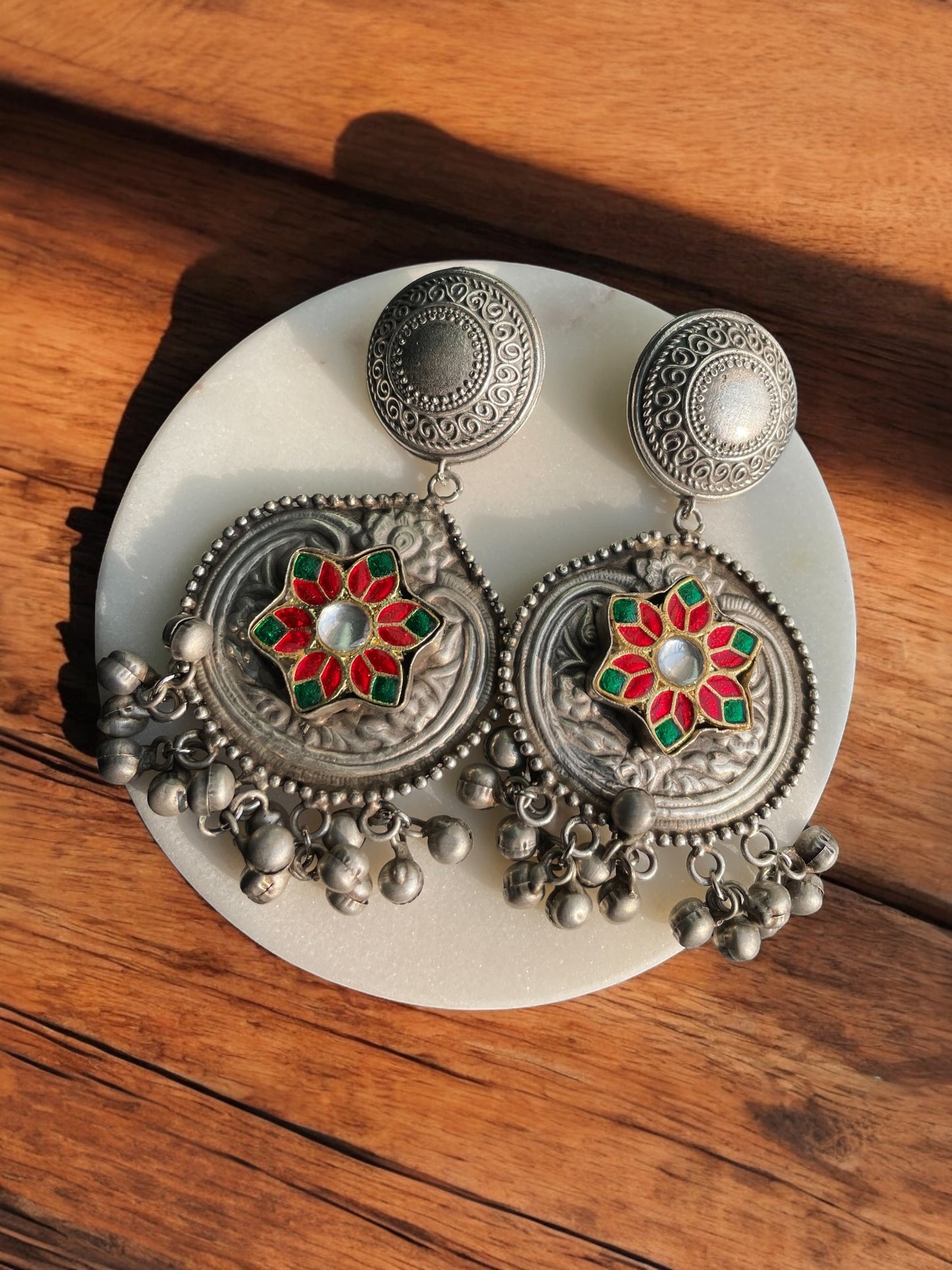 Gauri Silver Pacchi Kundan Earrings