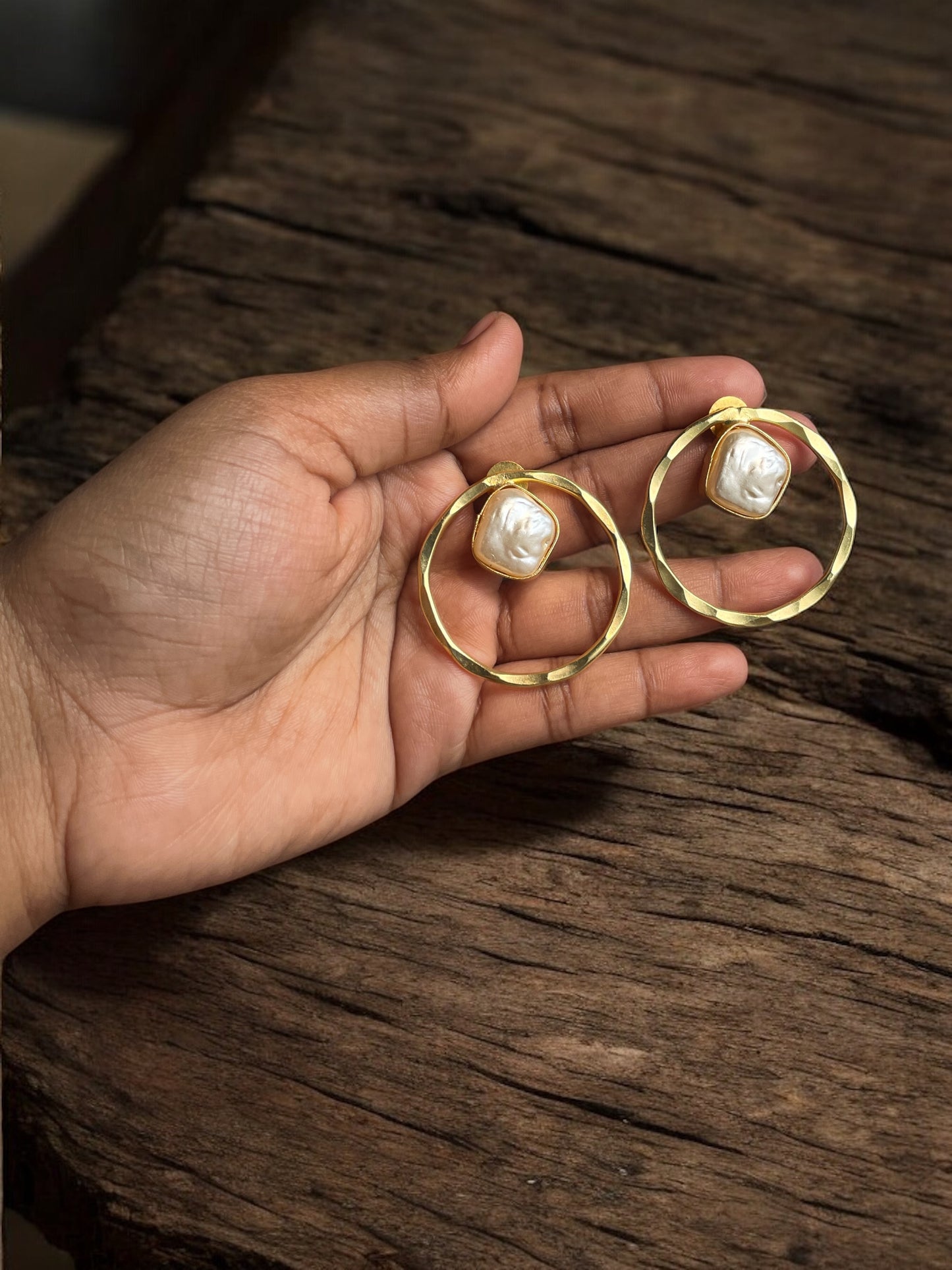 Gunjan Brass MOP Earrings