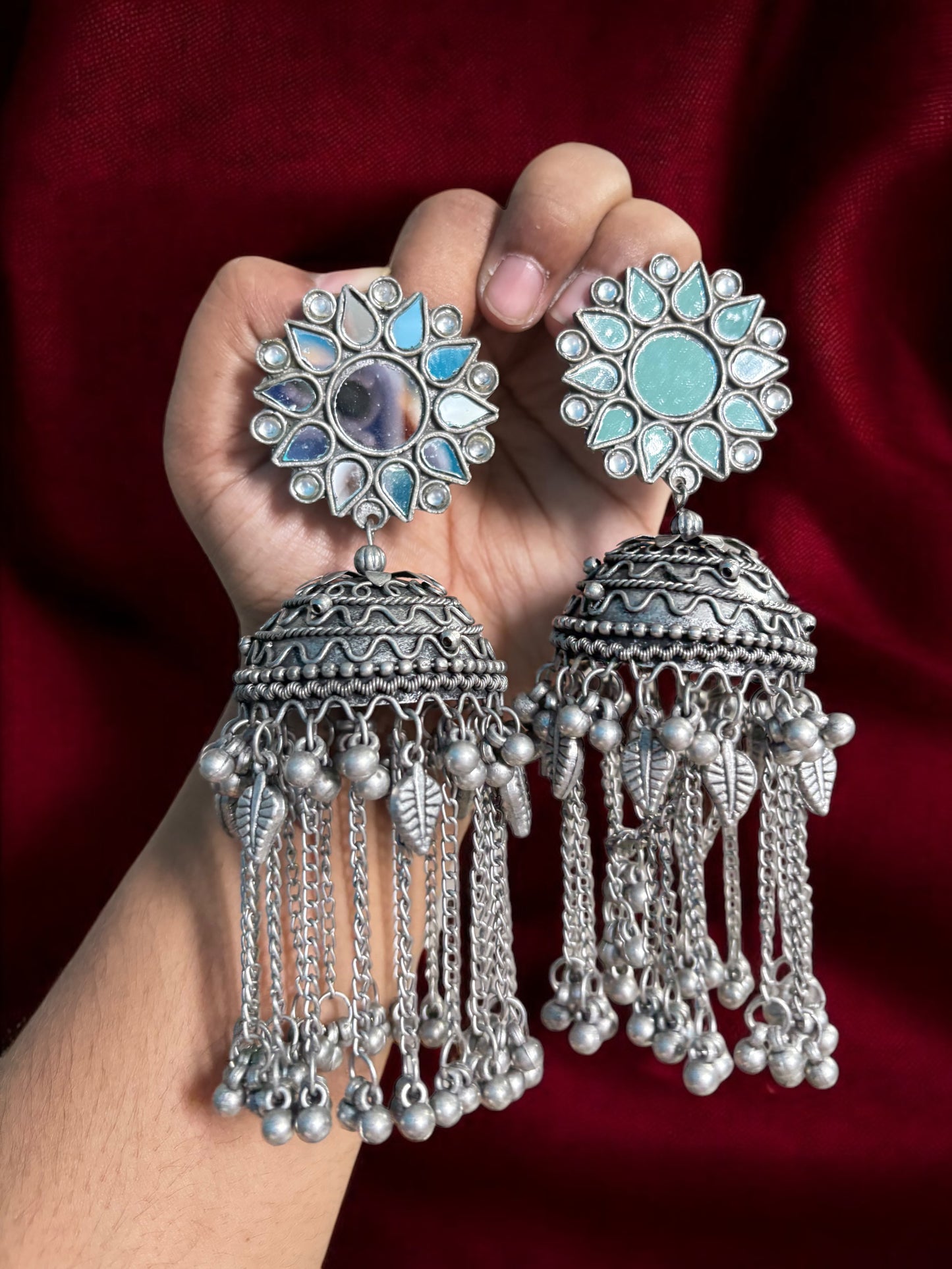 Ishika Blackpolish Mirror Jhumka