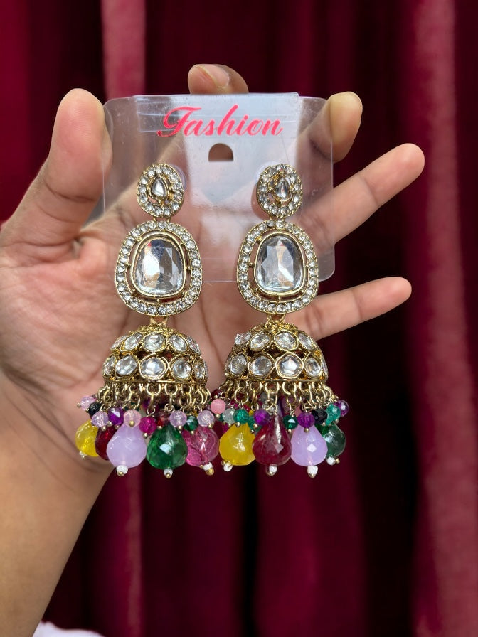 Ryka Multi stone Kundan Earring