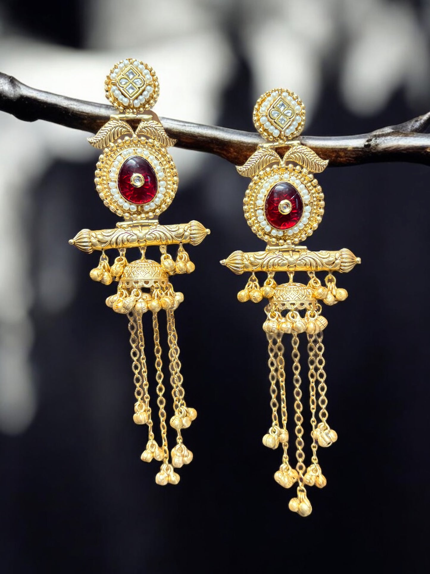 Azma Golden Brass Kashmiri Jhumka