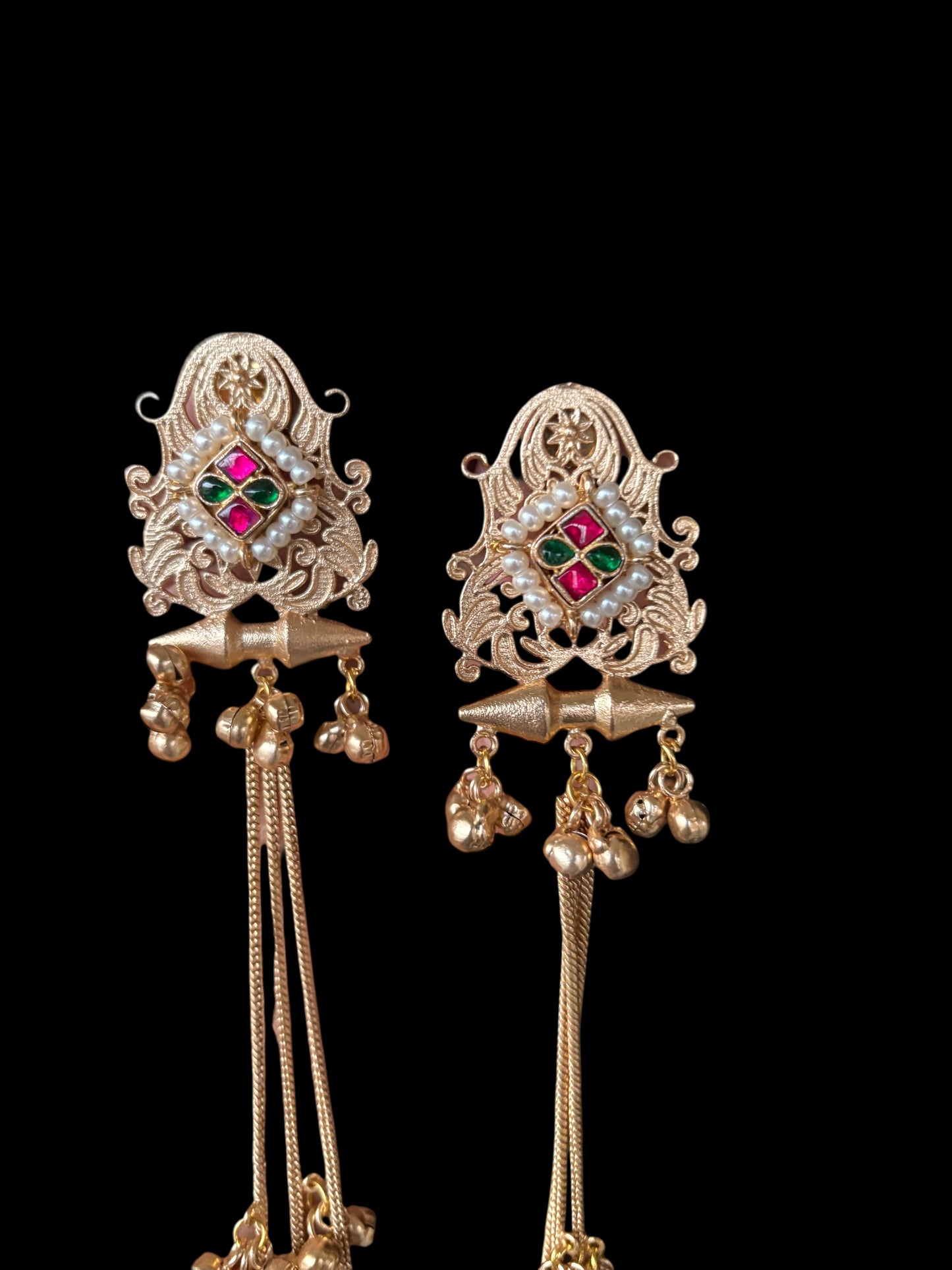 Rajwada Pearl Cascade Jhumka Earrings