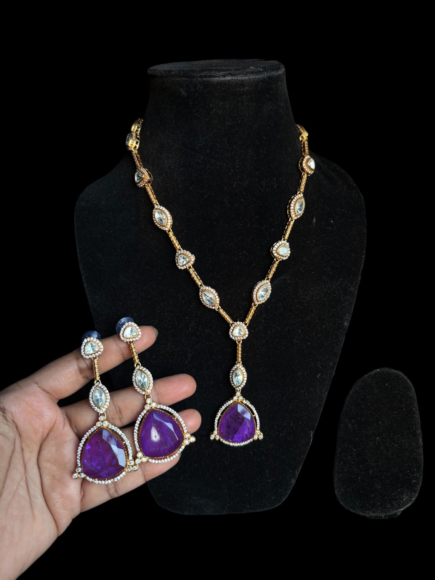 Améthyste Royale Moissanite Doublet Necklace Set(purple)