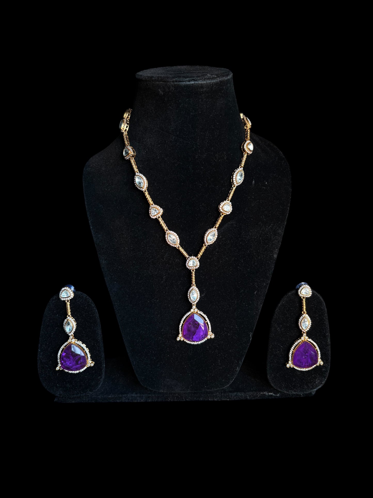 Améthyste Royale Moissanite Doublet Necklace Set(purple)