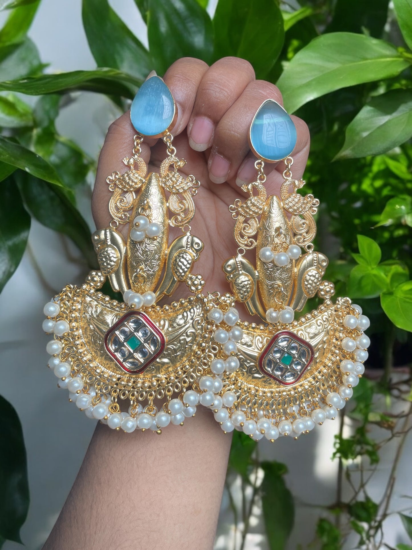 Palak Brass Monalisa Earrings