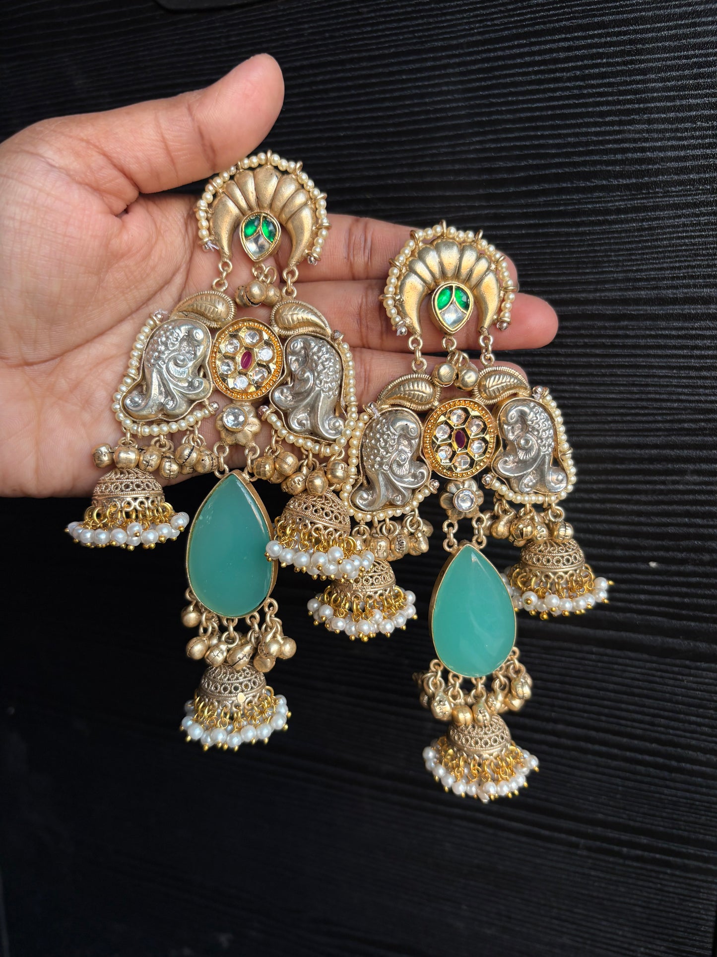 Rajvanshi Emerald Drop Heritage Earrings