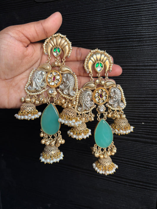 Rajvanshi Emerald Drop Heritage Earrings